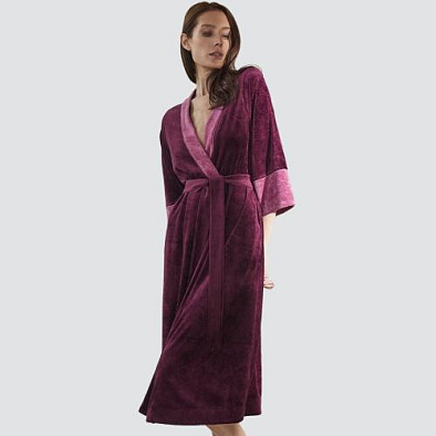 Женский велюровый халат Laete сливового цвета