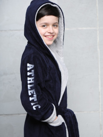 Детский махровый халат Vien с капюшоном Синий-1