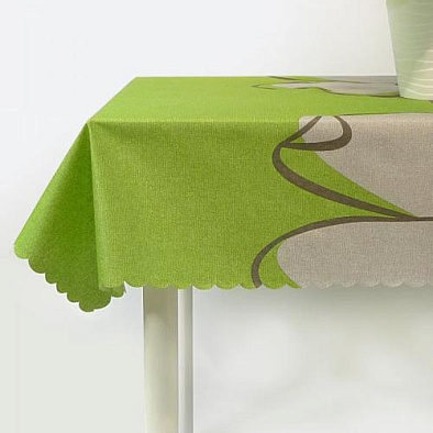 Скатерть на овальный стол Mori Tessuti Иллюзия, зелёная